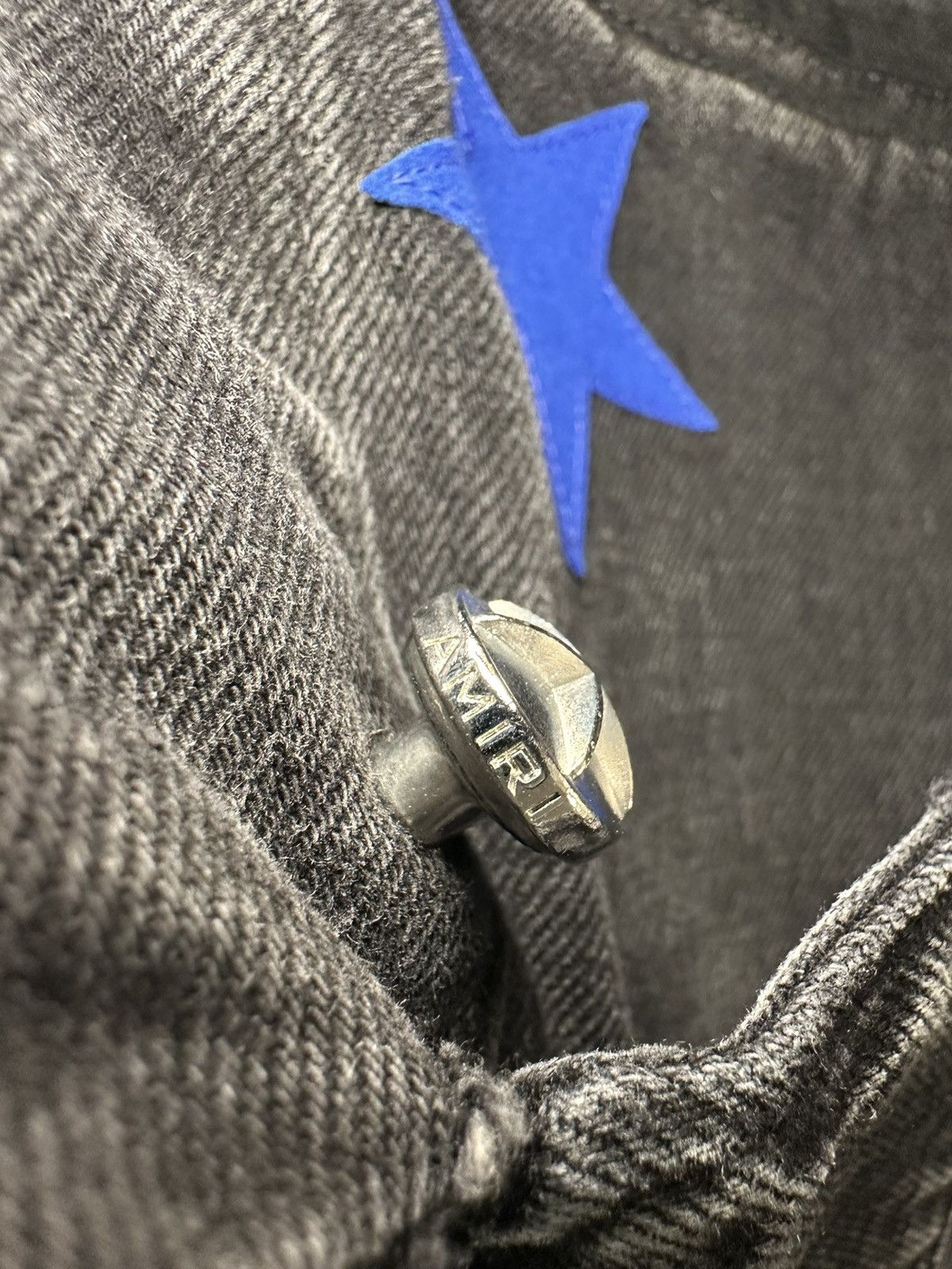 Amiri AMIRI Black Denim “Chemist Star Trucker” Jacket w Blue Stars Size US XL / EU 56 / 4 - 8 Thumbnail