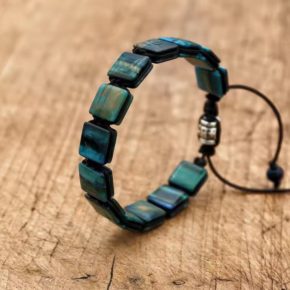 Handmade 10mm Square Tiger Eye Stone Beads Braided Bracelet Size ONE SIZE - 6 Thumbnail