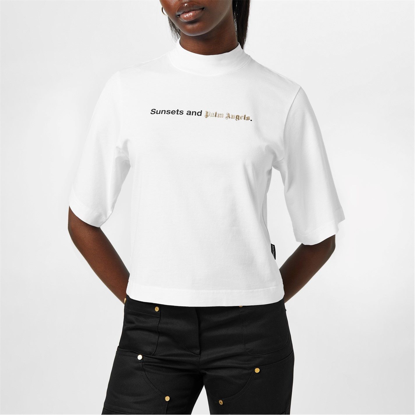 Palm Angels o1g2r1mq0325 Sunsets Cropped T-Shirt in White Size M / US 6-8 / IT 42-44 - 3 Thumbnail