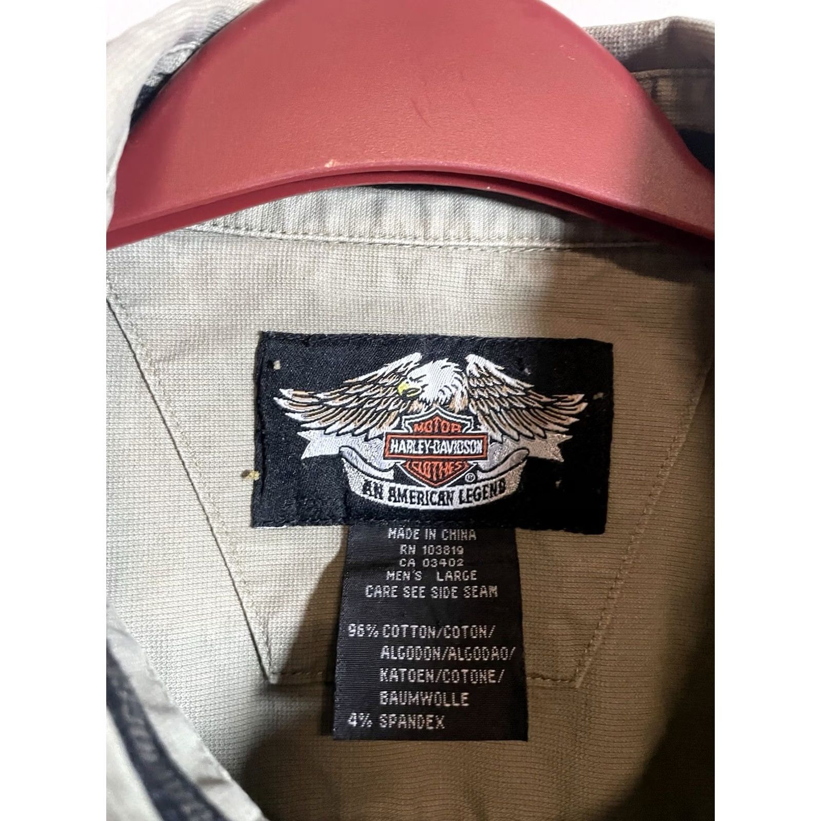 Harley Davidson Harley-Davidson Shirt Mens L Khaki Beige Long Sleeve Button-Up Biker Patch Logo Embroidered Cotton Brown Size US L / EU 52-54 / 3 - 4 Thumbnail