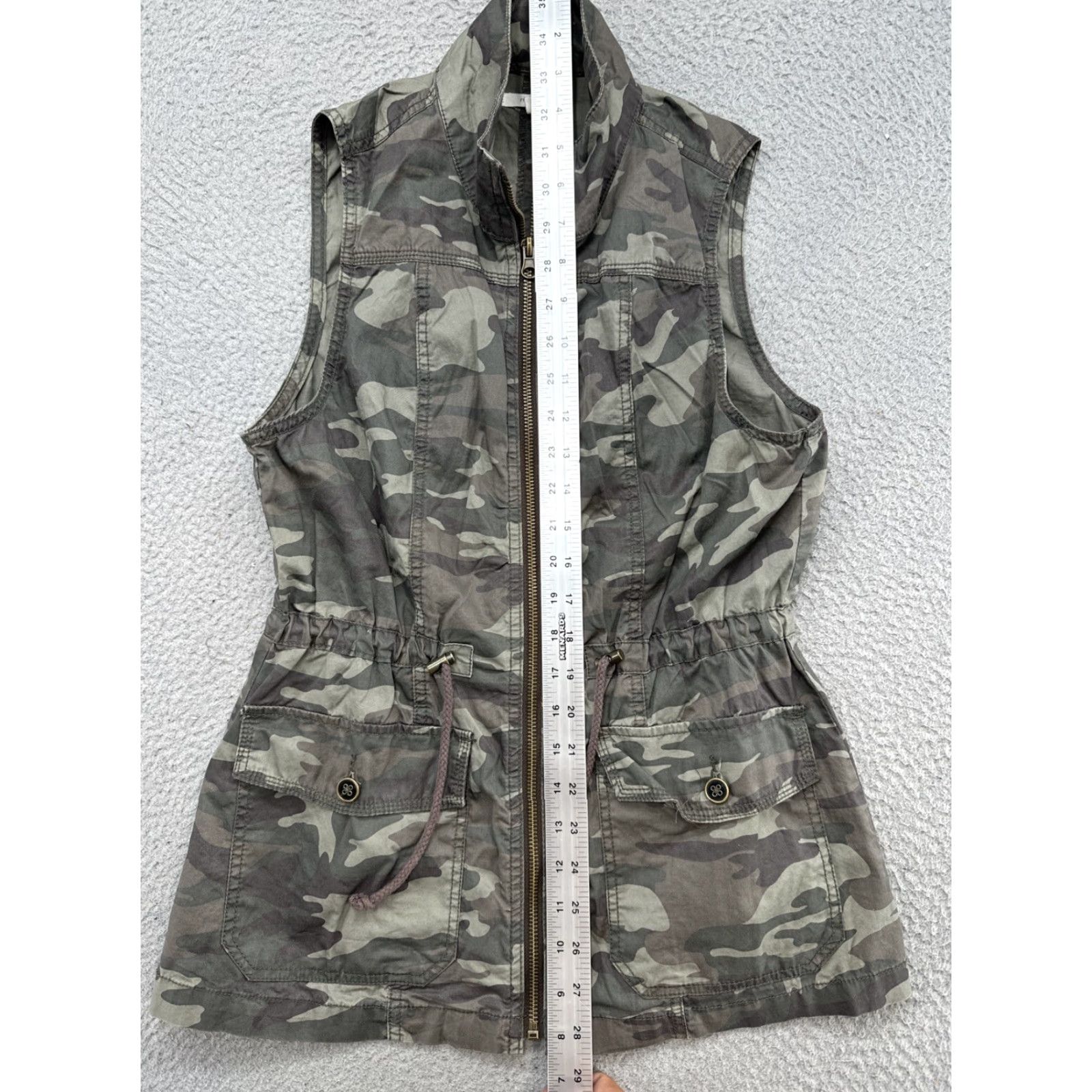 Vintage Maurices Vest Camouflage Cotton Canvas Zip Front Pockets Women’s XS Lightweight Summer/ Fall Basic Jacket Sleeveless Adult Womens Size XS / US 0-2 / IT 36-38 - 5 Thumbnail
