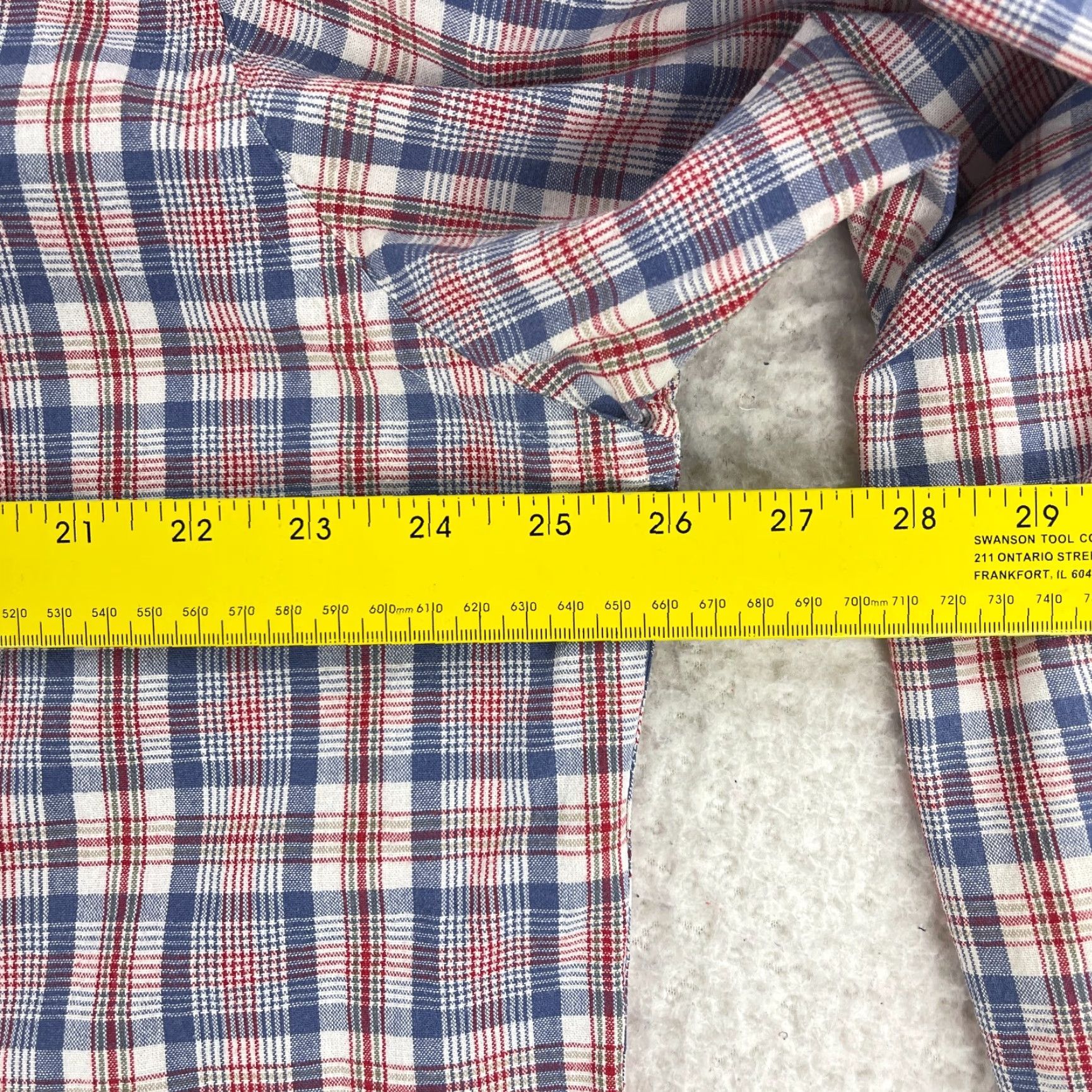 Lands' End VINTAGE Lands' End Button-Down Dress Shirt Mens XL Red Blue Plaid Long Sleeve Size 46R - 7 Thumbnail