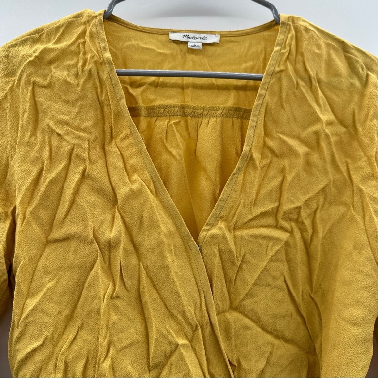 Madewell Madewell Raelynn Long Sleeve Gold Yellow Wrap Tie Top Size S Size S / US 4 / IT 40 - 4 Thumbnail