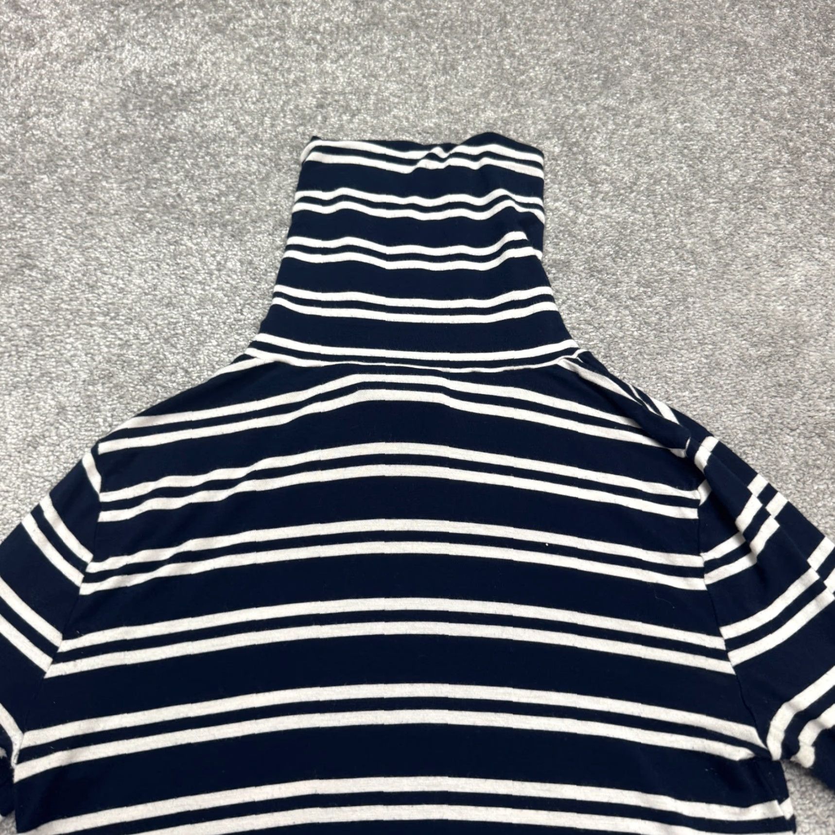 Vintage Maeve Dress Shirt? No, it's a Turtleneck Asymmetric Knit Dress Women S Navy Striped Long Sleeve Maeve Size S / US 4 / IT 40 - 3 Thumbnail