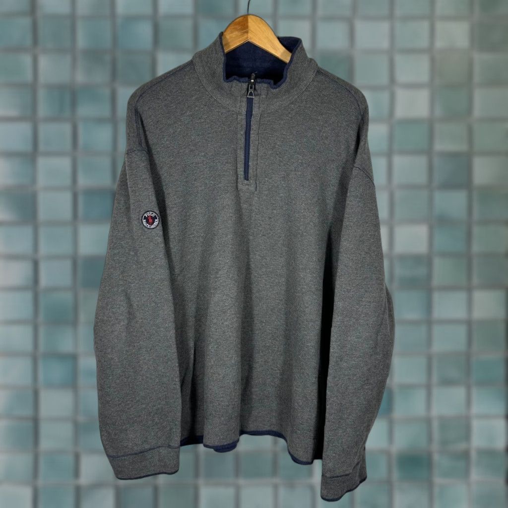 Polo Ralph Lauren Polo Ralph Lauren Reversible Quarter Zip Pullover Mens XL Gray Navy Blue Sweater Size US XL / EU 56 / 4 - 1 Thumbnail