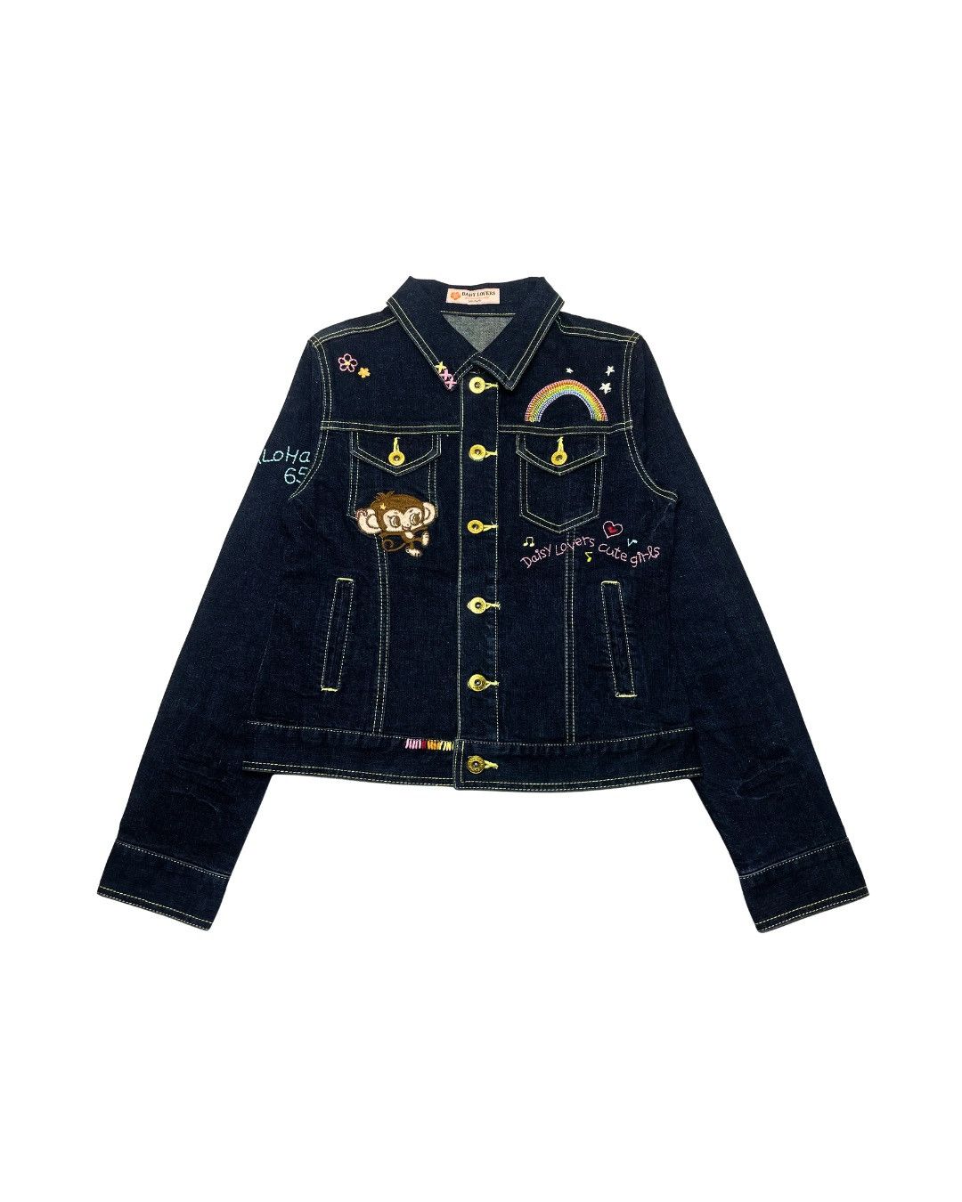Japanese Brand Daisy Lovers Denim Jacket Lani Kun Monkey Embroidery Y2K Size S / US 4 / IT 40 - 2 Thumbnail
