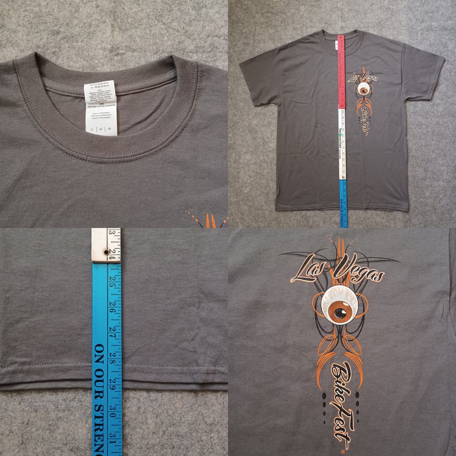 Gildan Las Vegas Bike Fest Men T Shirt L Gray Double Side 2014 Motorcycle Rally Gildan Short Sleeve Crew Neck Cotton Shirt Mens Size US L / EU 52-54 / 3 - 8 Thumbnail