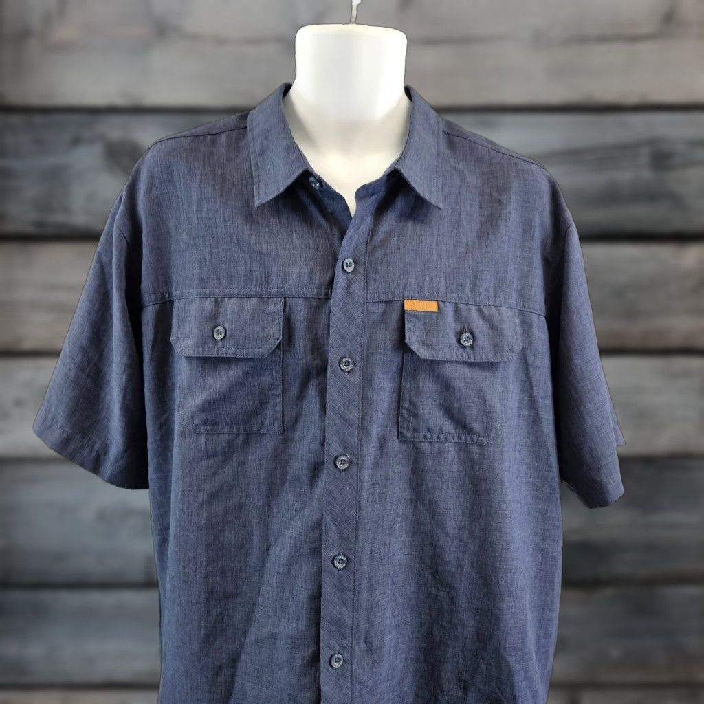 Orvis Orvis Shirt XL Button Front Short Sleeve Solid Blue Mens Size US XL / EU 56 / 4 - 1 Thumbnail