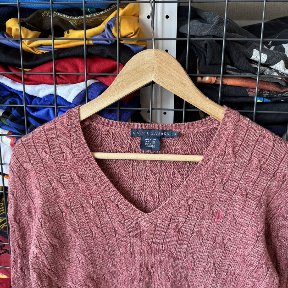 Polo Ralph Lauren Vintage Polo Ralph Lauren Cable Knit V-neck Pink Sweater Size S / US 4 / IT 40 - 5 Thumbnail