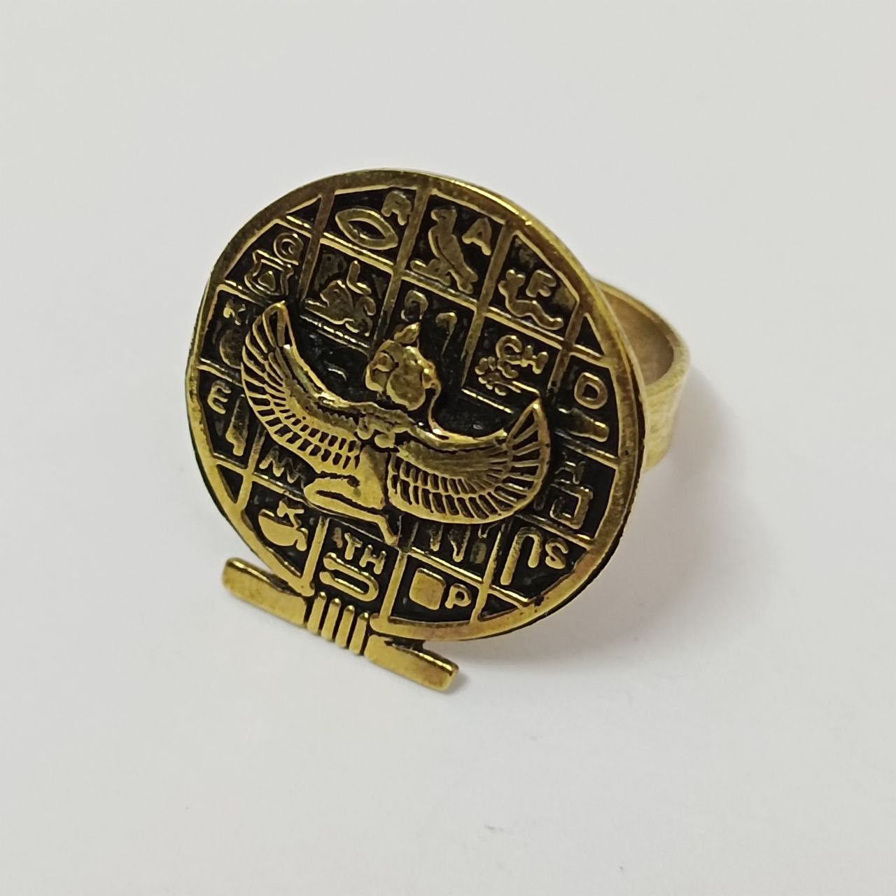 Handmade Ancient Egyptian ring, copper hieroglyphs, Pharaonic style Size ONE SIZE - 1 Thumbnail