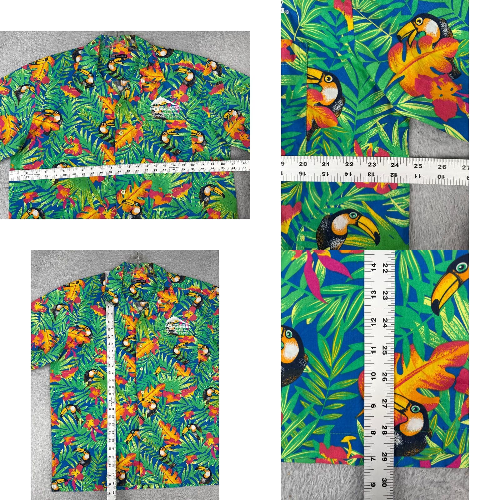 Vintage Blue Generation Button-Up Shirt Men Large Blue Floral Tucan Cotton Blend Size US L / EU 52-54 / 3 - 8 Thumbnail