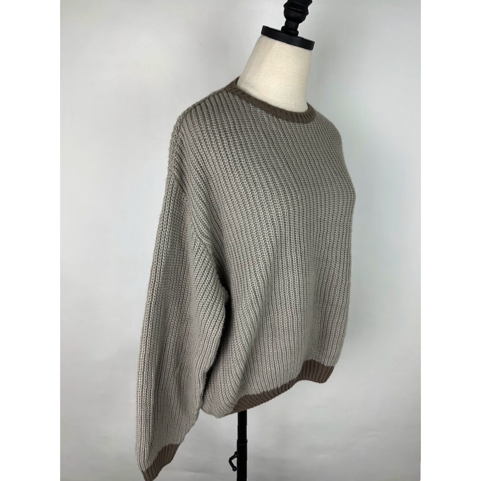 Asos VINTAGE ASOS Sweater Women's Medium Relaxed Beige Knit Acrylic Crew Neck Pullover Knit Solid 90s Grunge Bohemian Casual Mens Womens Size M / US 6-8 / IT 42-44 - 2 Thumbnail