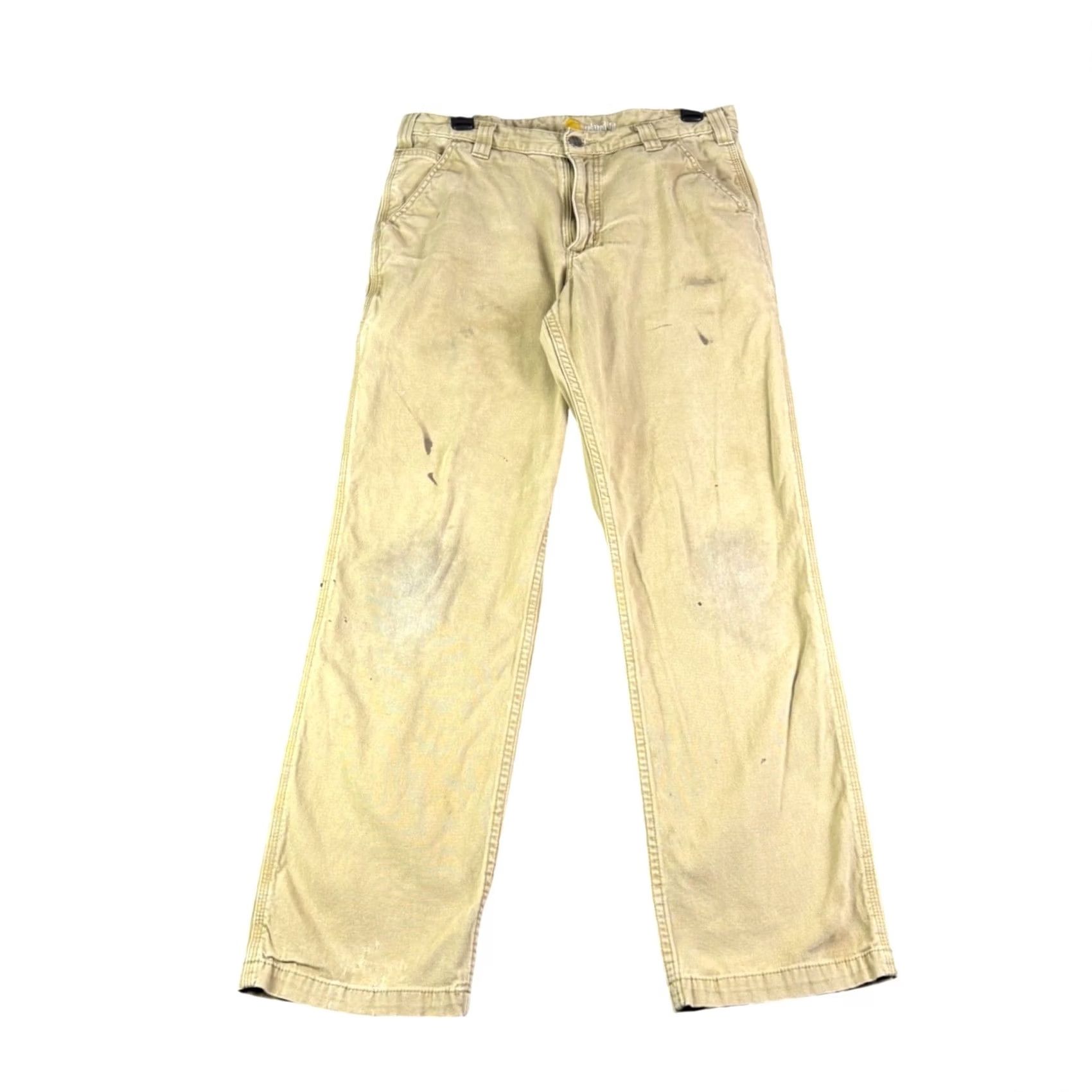 Carhartt Carhartt Pants Relaxed Fit Carpenter Tan Canvas Workwear 33x32 Distressed 33x30 Size US 33 - 2 Thumbnail