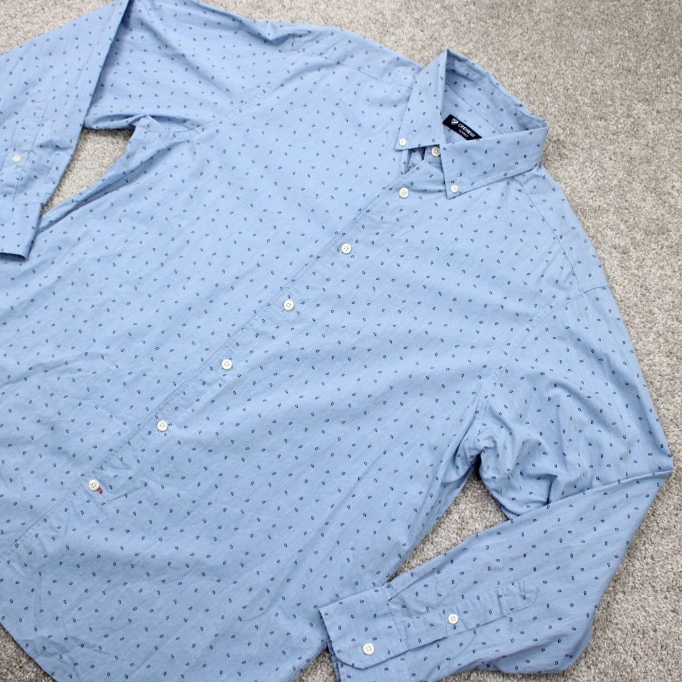 Cremieux Cremieux Classics Shirt Mens Large Blue Geometric AOP All Over Print Cotton L/S Size US L / EU 52-54 / 3 - 4 Thumbnail