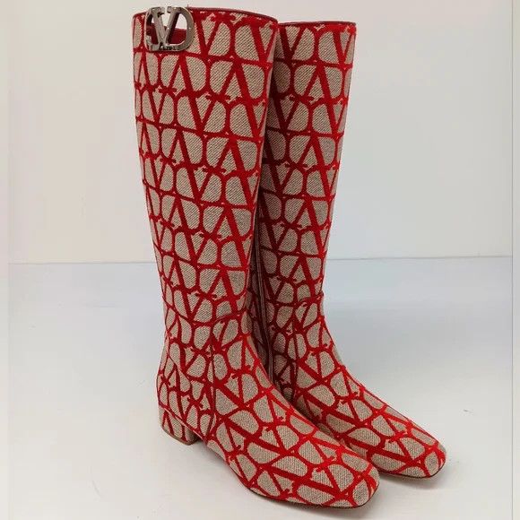 Valentino Valentino Garavani Toile Iconographe VLogo Boots - EU39.5 Size US 9.5 / IT 39.5 - 2 Thumbnail