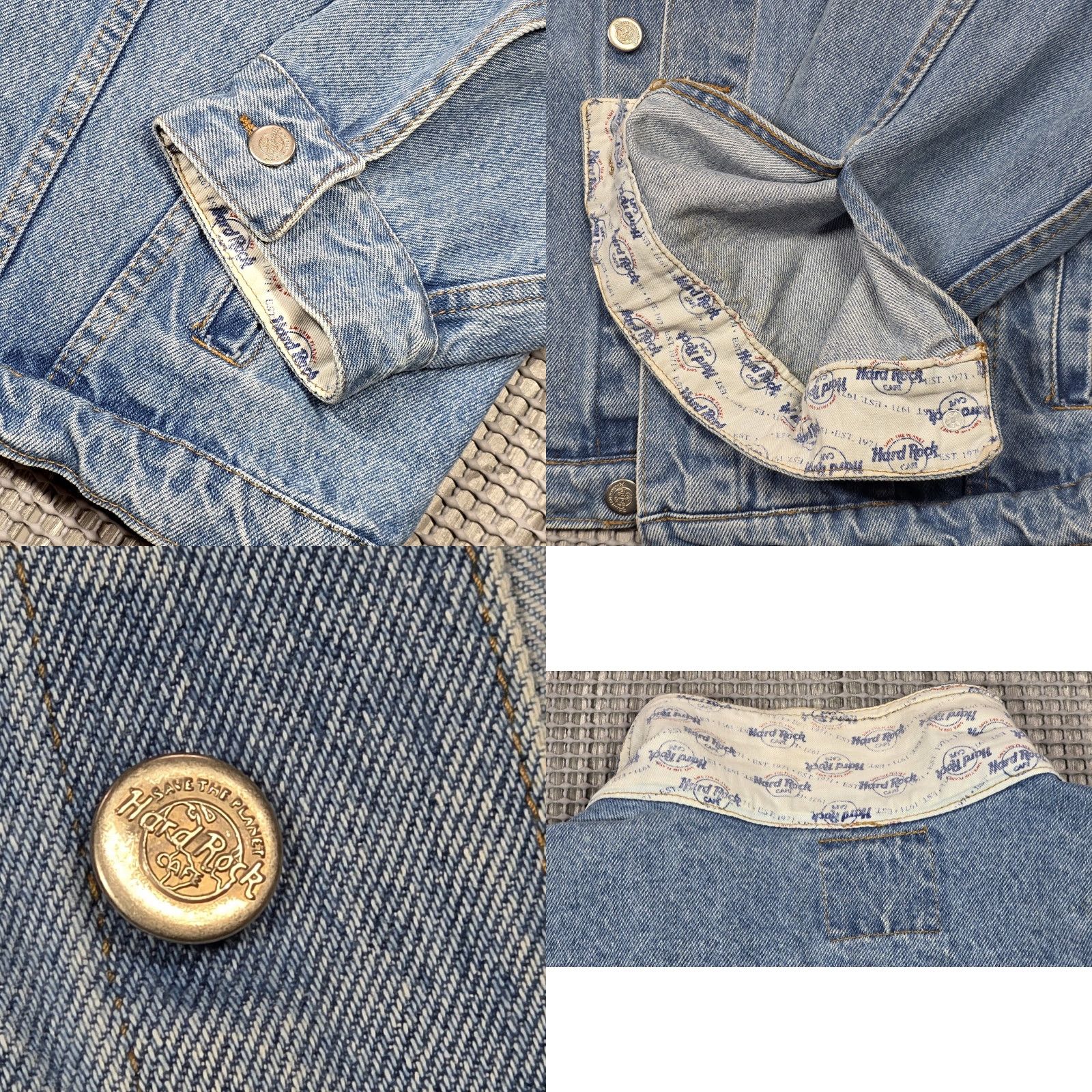Hard Rock Cafe VINTAGE Hard Rock Cafe Embroider Save The Planet Jean Trucker Jacket Puerto Vallarta Size US 36 / EU 52 - 8 Thumbnail