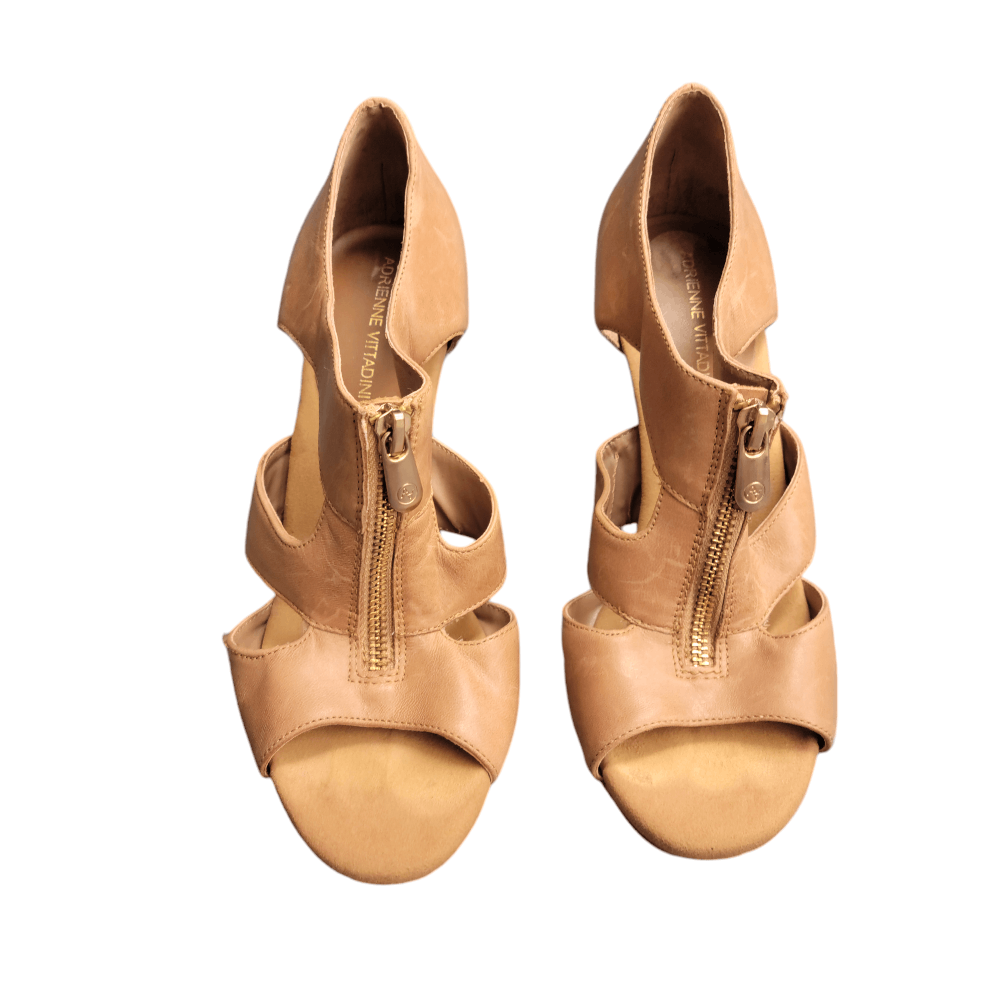 NBDN Nobrandedon Adrienne Vittadini Tan Leather Cut Out Block Bootie Shoe Size US 6.5 / IT 36.5 - 5 Thumbnail