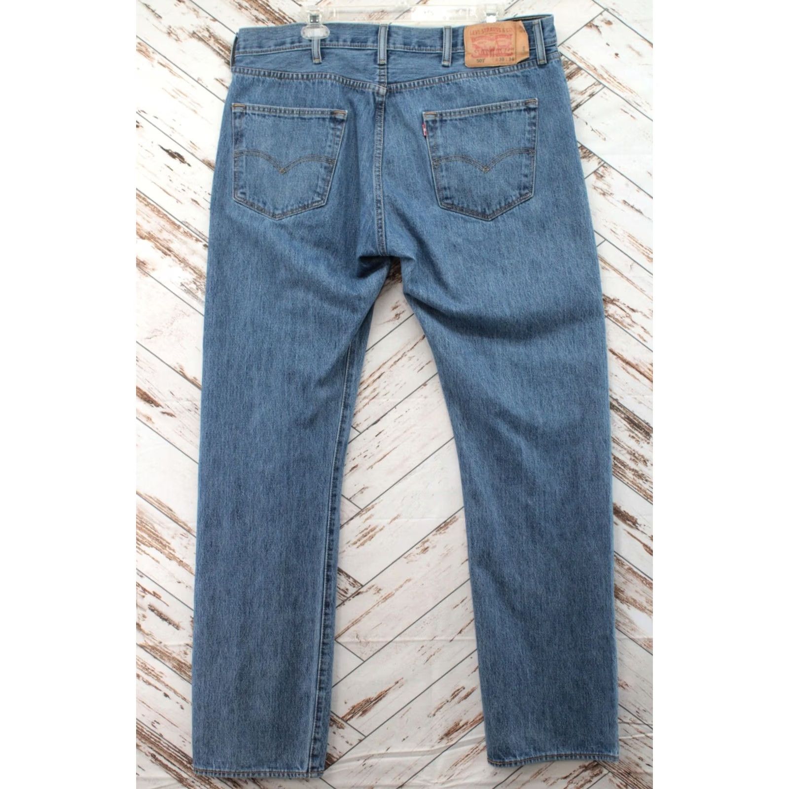 Levi's Levi's 501 Jeans Mens 38X34 Button Fly Blue Denim High Rise Stretch USA Cowboy Regular Moderate Pockets Logo 5-Pocket Size US 38 / EU 54 - 3 Thumbnail