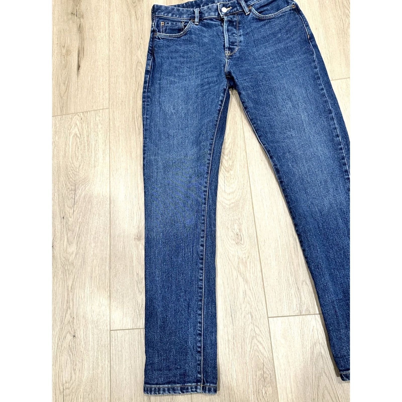 Buck Mason Buck Mason Men's Maverick Slim Denim Jeans 33x32 14oz Made in USA Blue Cotton Denim 5-Pocket Slim Button Rise Mid Adult Mens Regular Size 33x32 Size US 33 - 3 Thumbnail
