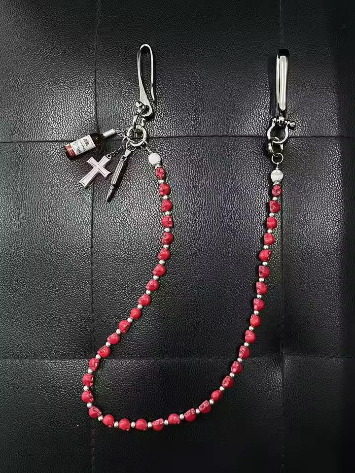 Japanese Brand Red Bead Cross Wallet Chain Size ONE SIZE - 2 Thumbnail
