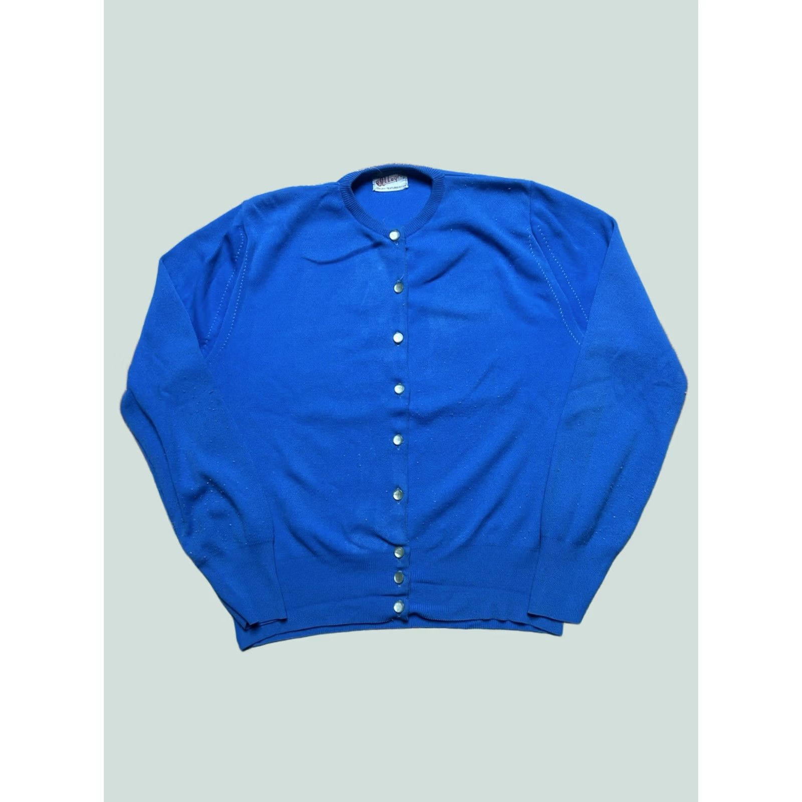 Vintage VINTAGE 1960s blue button front soft banlon nylon cardigan sweater women’s L Size L / US 10 / IT 46 - 1 Thumbnail