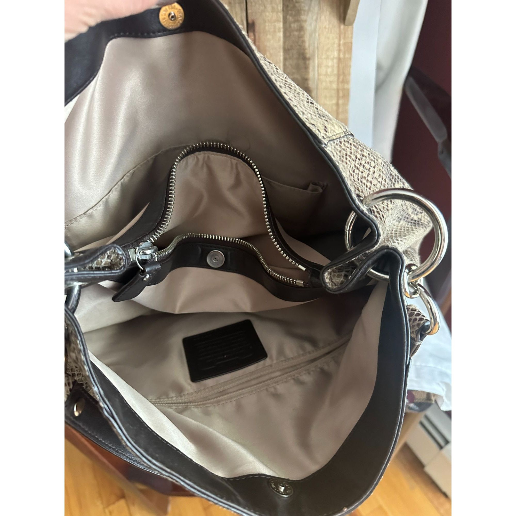 Coach COACH F24383 beige/brown PARK PYTHON HOBO Size ONE SIZE - 12 Thumbnail
