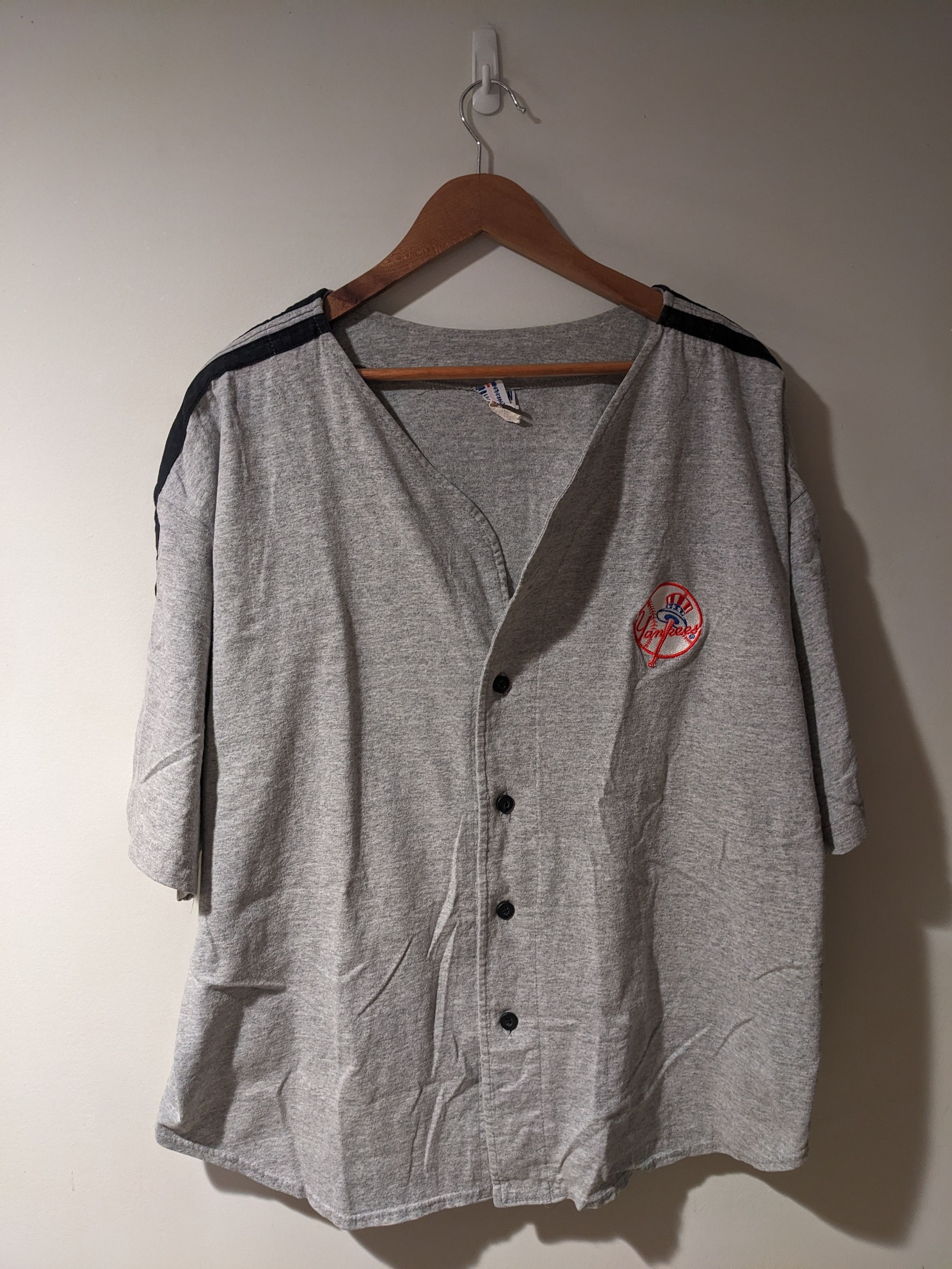 New York Yankees × Vintage Vintage 90s New York Yankees MLB Baseball Gray Large Jersey Size US L / EU 52-54 / 3 - 1 Thumbnail