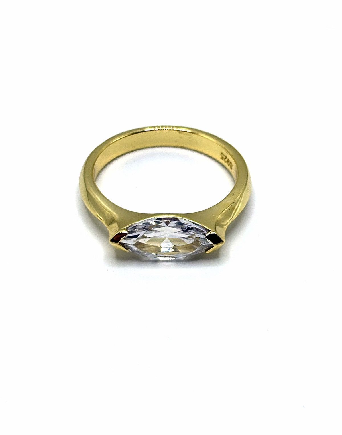 Sterling Silver Gold-Tone .925 Sterling Silver Marquise Cut CZ Ring sz 7 Size ONE SIZE - 1 Thumbnail