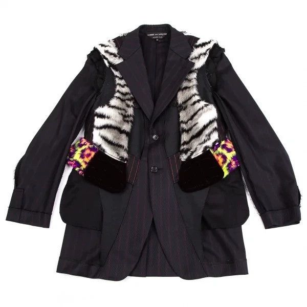 Comme des Garcons Comme des Garcons Fur-turned striped stitching jacket Size US XS / EU 42 / 0 - 1 Thumbnail