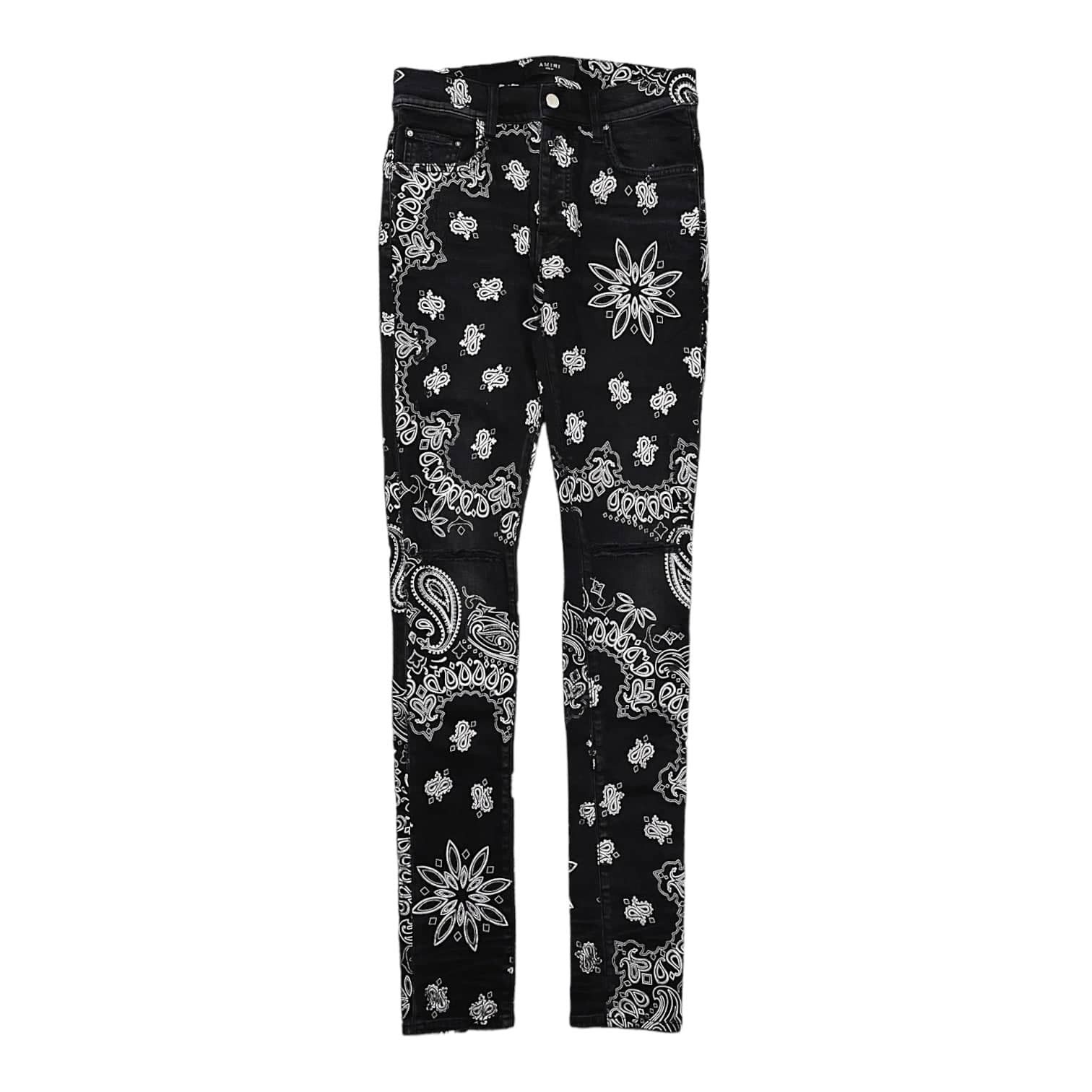 Amiri Flocked Paisley Bandana Jeans Aged Black