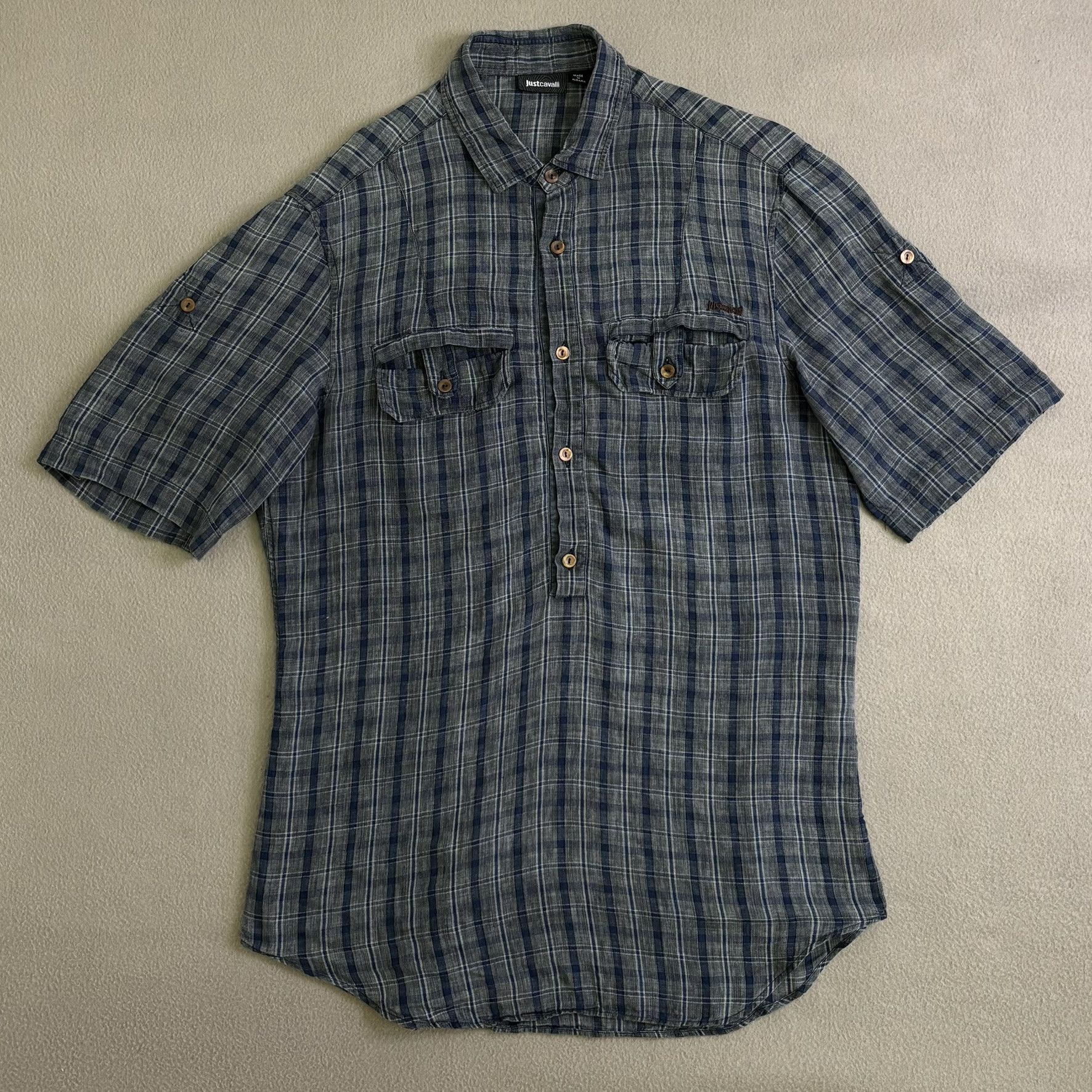 Just Cavalli 100% Linen Shirt Size 48