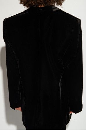 Saint Laurent Paris o1bcso1str1124 Oversized Jacket In Velvet in Black Size XL / US 12-14 / IT 48-50 - 4 Thumbnail