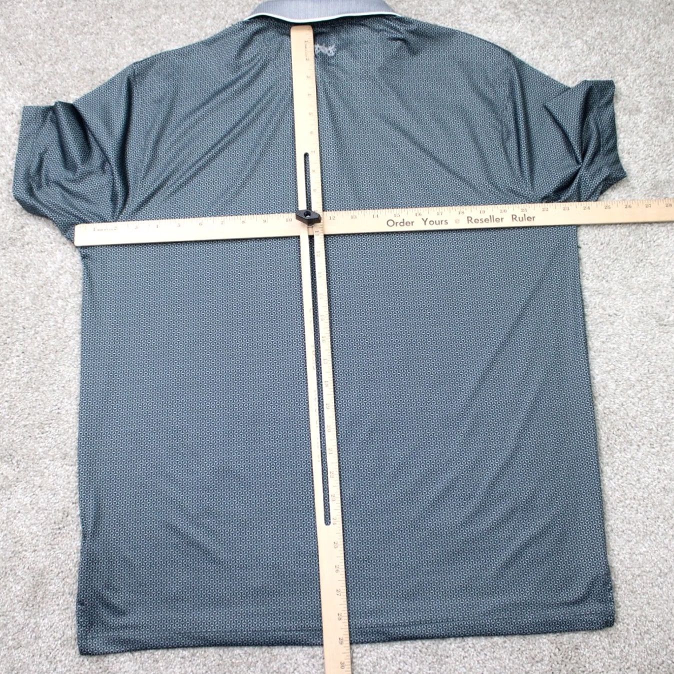 Vintage Hickey Freeman Polo Shirt Mens Large Gray Geometric Short Sleeve Polyester Spandex Lightweight Breathable Sports Golf Casual Size US L / EU 52-54 / 3 - 7 Thumbnail