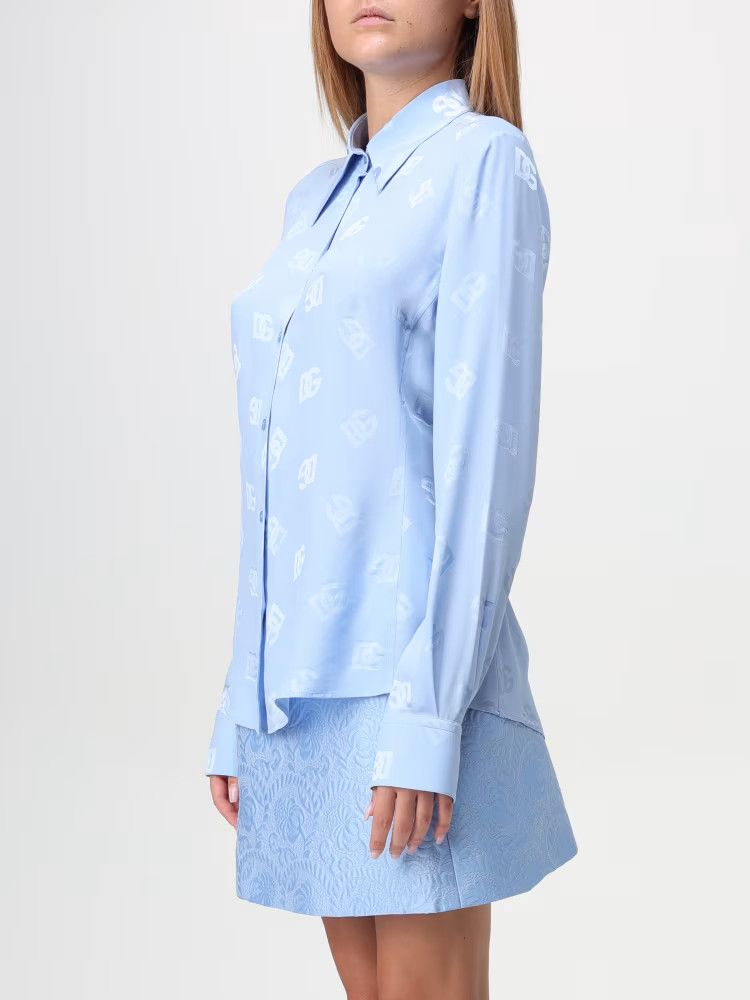 Dolce & Gabbana o1s22i1n1024 Silk Dg Shirt in Light Blue Size S / US 4 / IT 40 - 4 Thumbnail