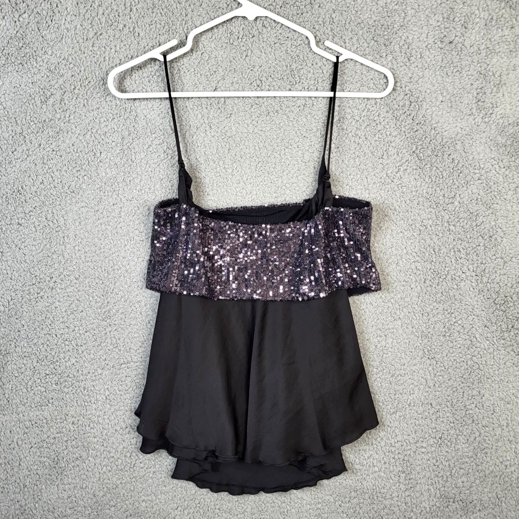 Free People Free People Tank Top Womens Cropped Sequin Square Neck Black L Size L / US 10 / IT 46 - 6 Thumbnail