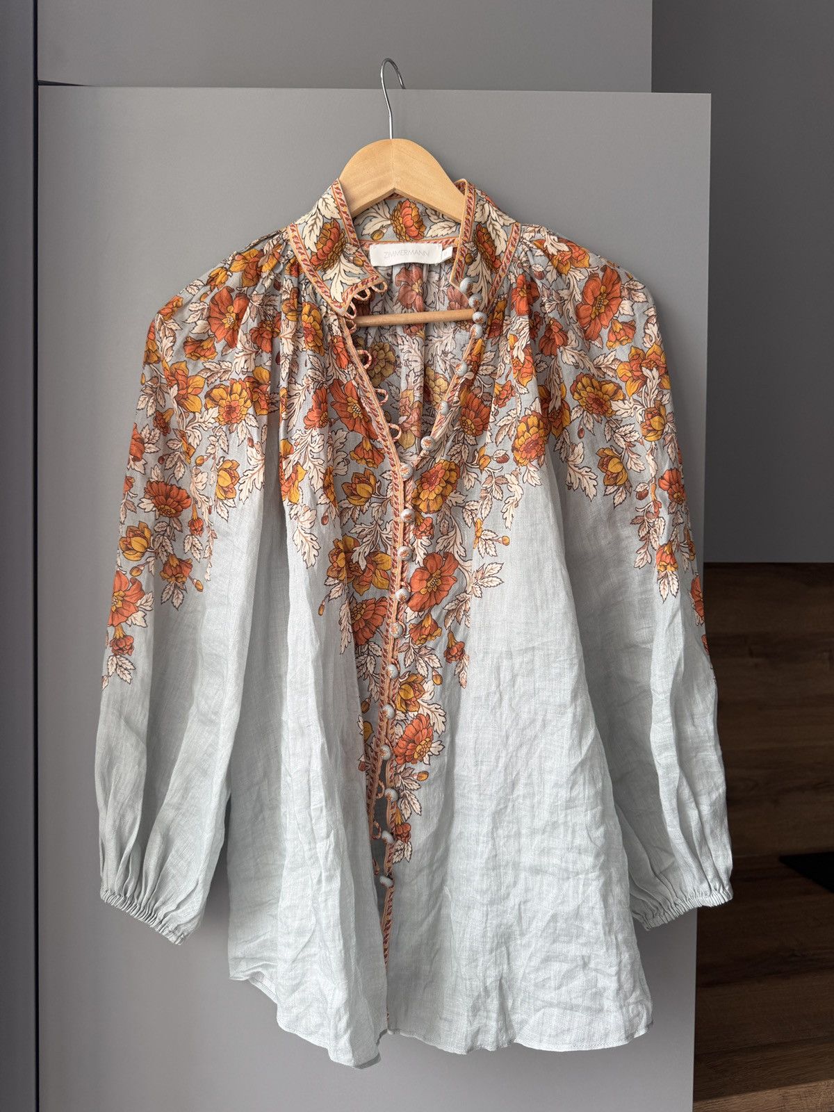 Zimmermann Zimmermann Andie Billow Blouse & Shorts in Dusty Blue Floral Size XS / US 0-2 / IT 36-38 - 3 Thumbnail