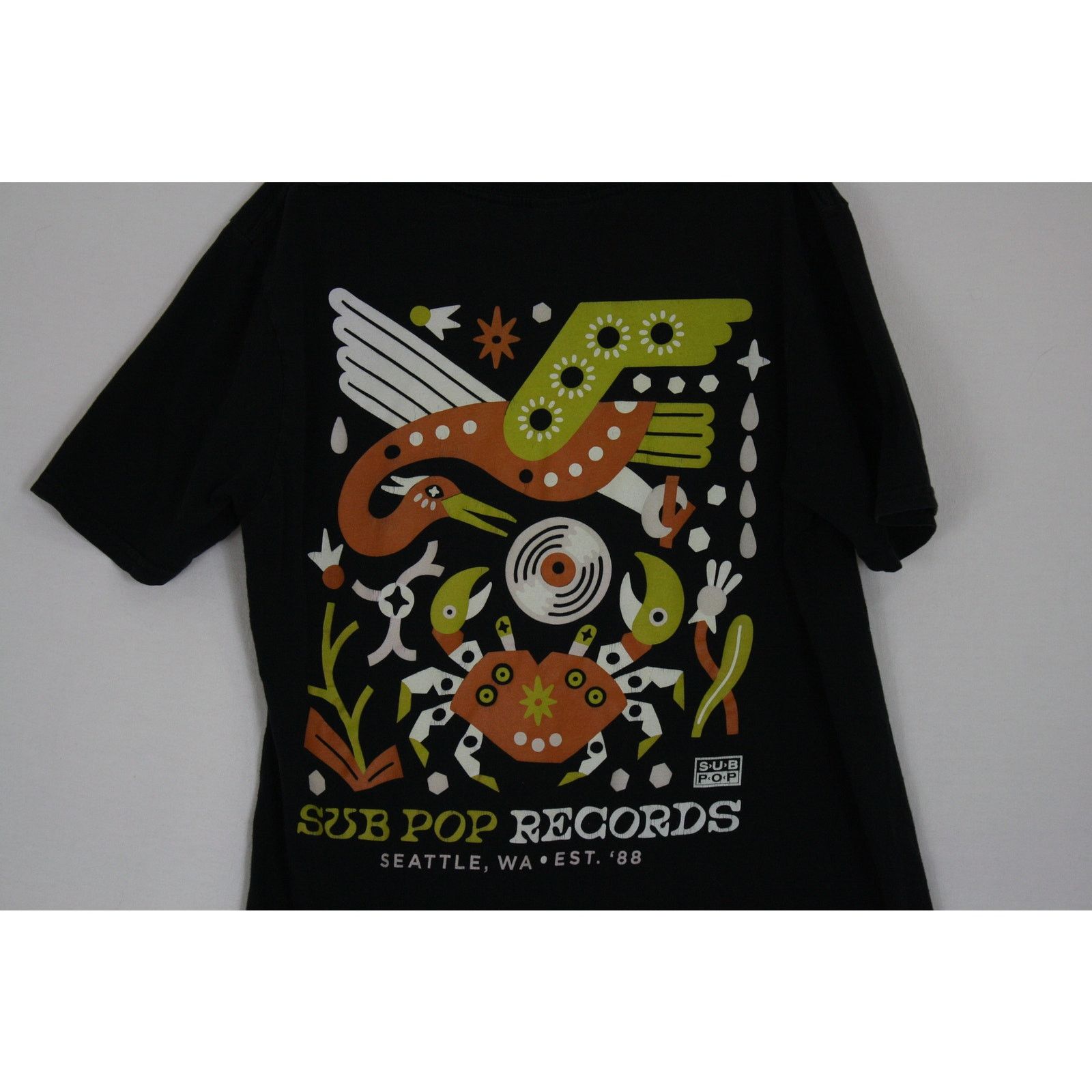Gildan Sub Pop Records Aztec Crab Print Double Sided T-Shirt Small Size US S / EU 44-46 / 1 - 6 Thumbnail