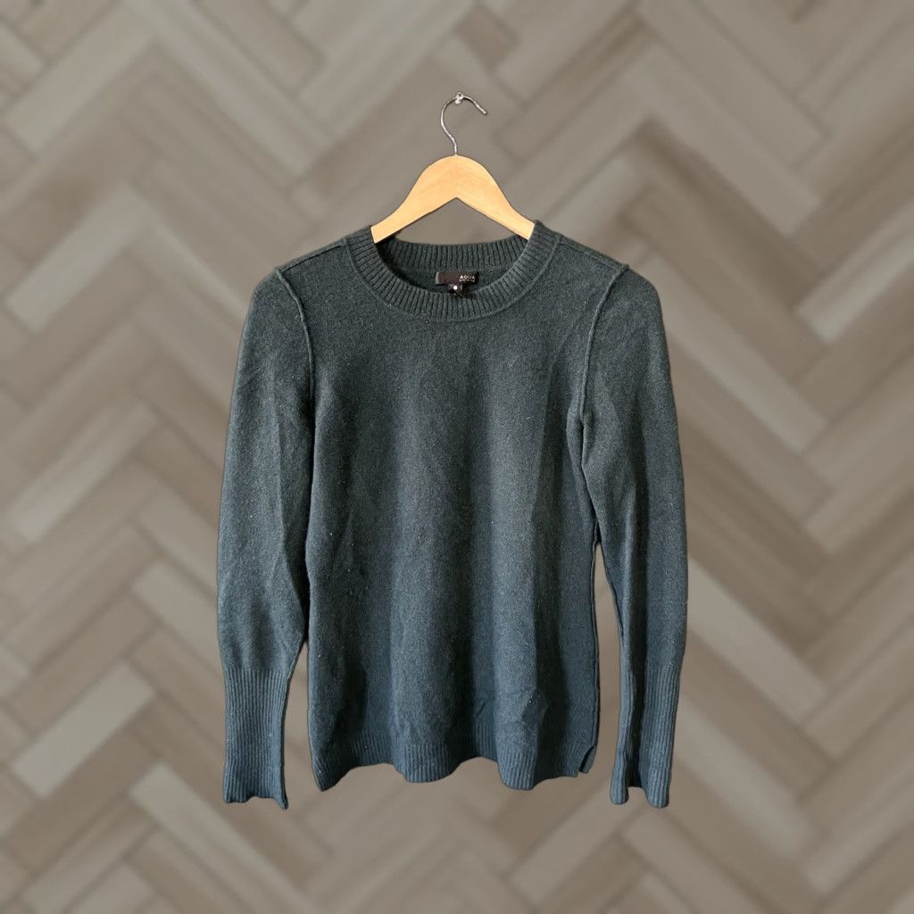 AQUA Aqua Green Long Sleeve Sweatshirt Mens M Cashmere Pullover Shirt Size US M / EU 48-50 / 2 - 1 Thumbnail
