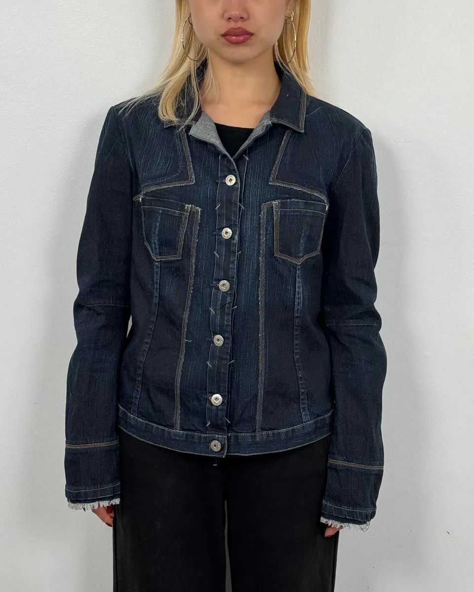 Marithe + Francois Girbaud 2000s Marithé + François Girbaud Navy Signature Brut Denim Jacket Size M / US 6-8 / IT 42-44 - 2 Thumbnail