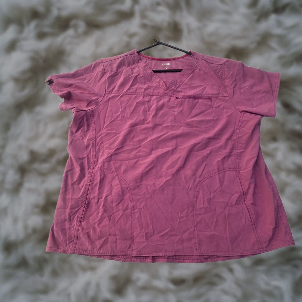 Vintage Scrubstar Scrub Top Womens 2XL Purple V-neck Short Sleeve Medical Nurse Size XXL / US 16-18 / IT 52-54 - 1 Thumbnail