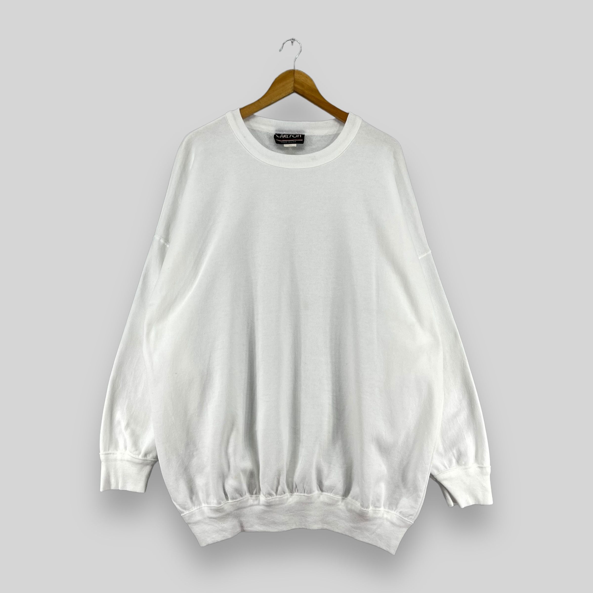 Vintage 1990s Plain White Sweatshirt Crewneck Oversized