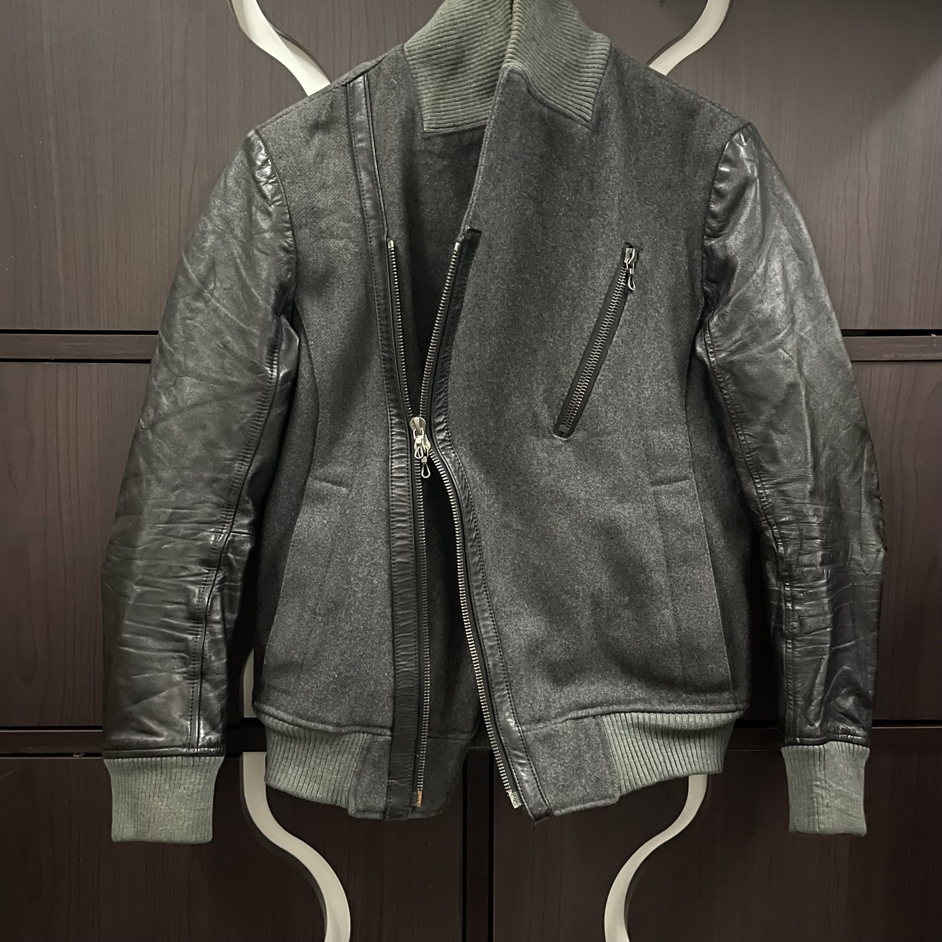 14th Addiction Shellac Wool Horse Sleeve Leather Bikers Jacket Size US S / EU 44-46 / 1 - 4 Thumbnail