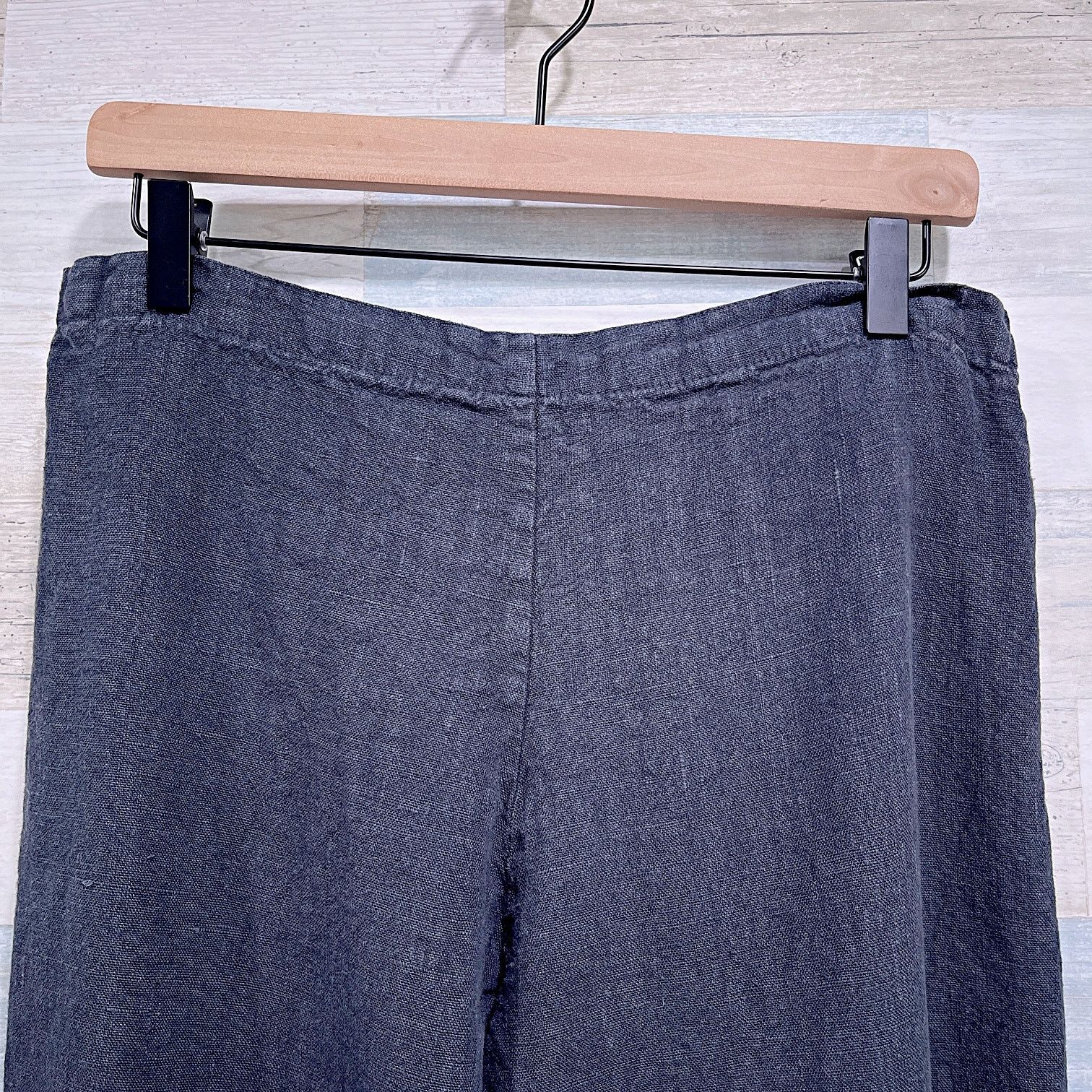 Bryn Walker × Vintage BRYN WALKER Linen Pull On Pants Black VTG USA Womens Large Size 28" / US 6 / IT 42 - 2 Thumbnail