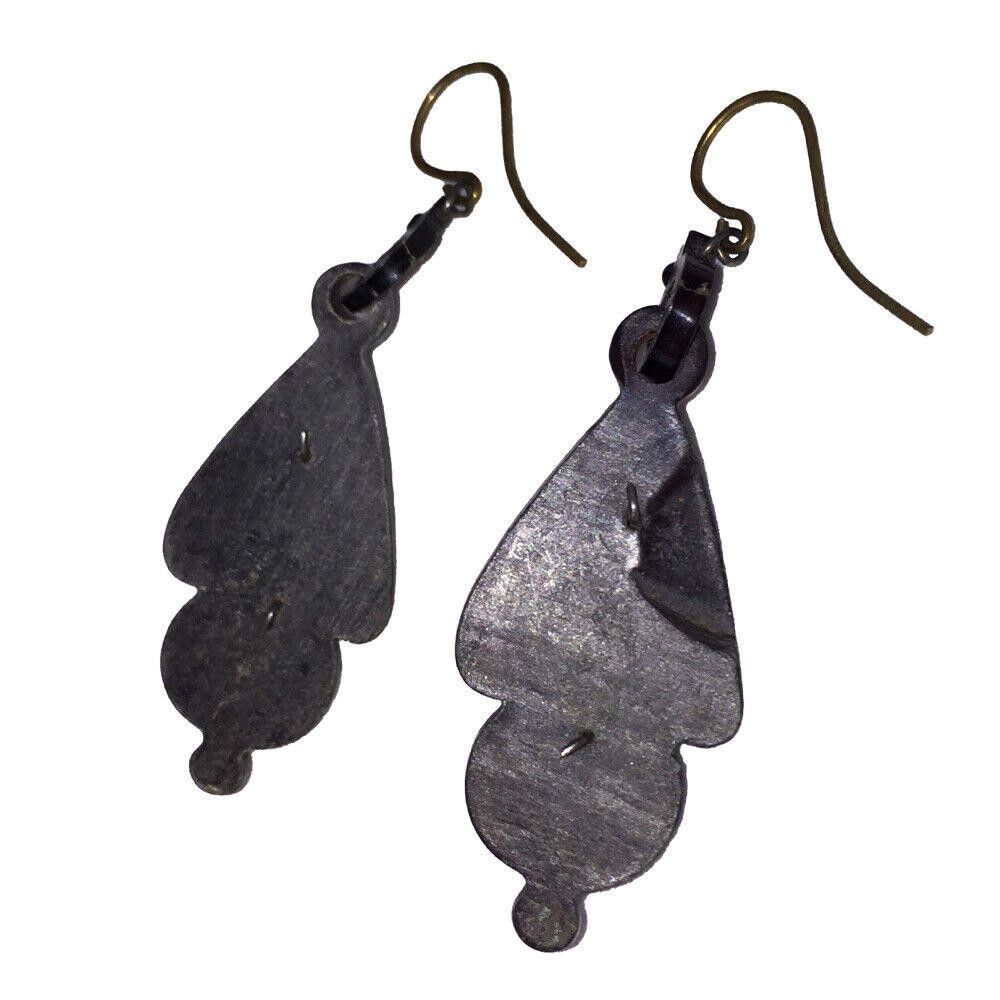 Handmade Victorian Carved Horn Drop Earrings Size ONE SIZE - 4 Thumbnail