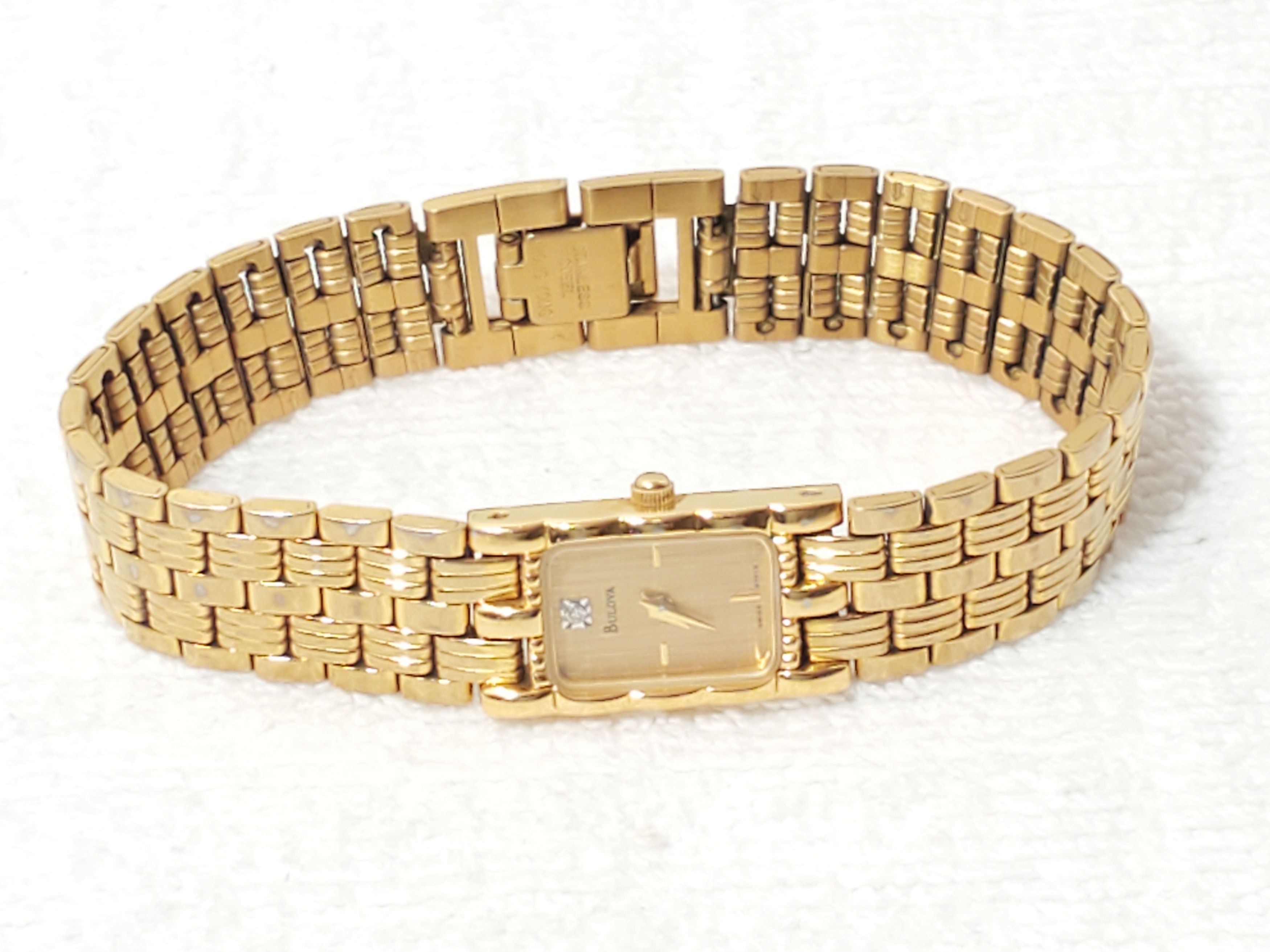 Bulova Bulova Women Tank Swiss Watch Diamond Dial 7 Jewels Vintage Size ONE SIZE - 4 Thumbnail