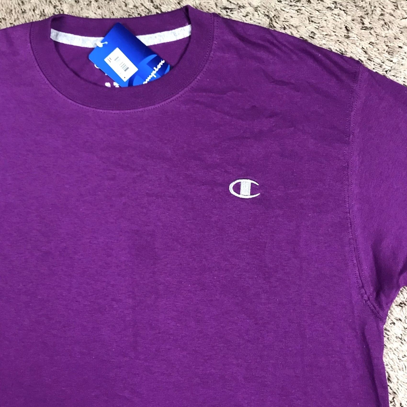 Champion VINTAGE? No — Champion Shirt Mens Large Purple Short Sleeve T-Shirt Embroidered Logo Size US L / EU 52-54 / 3 - 4 Thumbnail