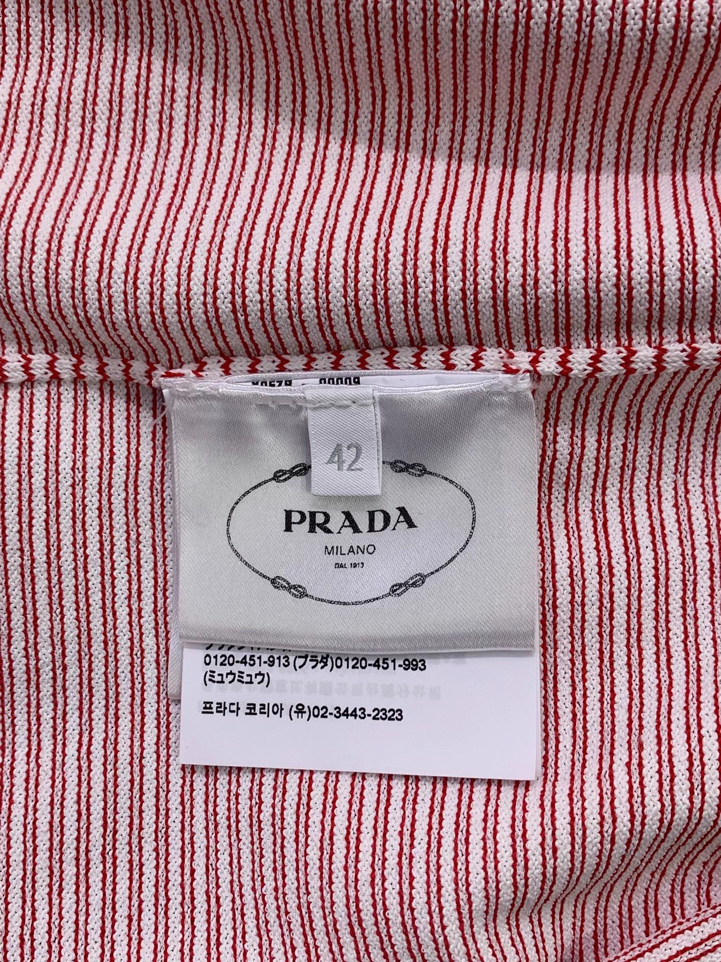 Prada Prada red and white stripe knit short sleeve T-shirt 42 NWT Size M / US 6-8 / IT 42-44 - 5 Thumbnail