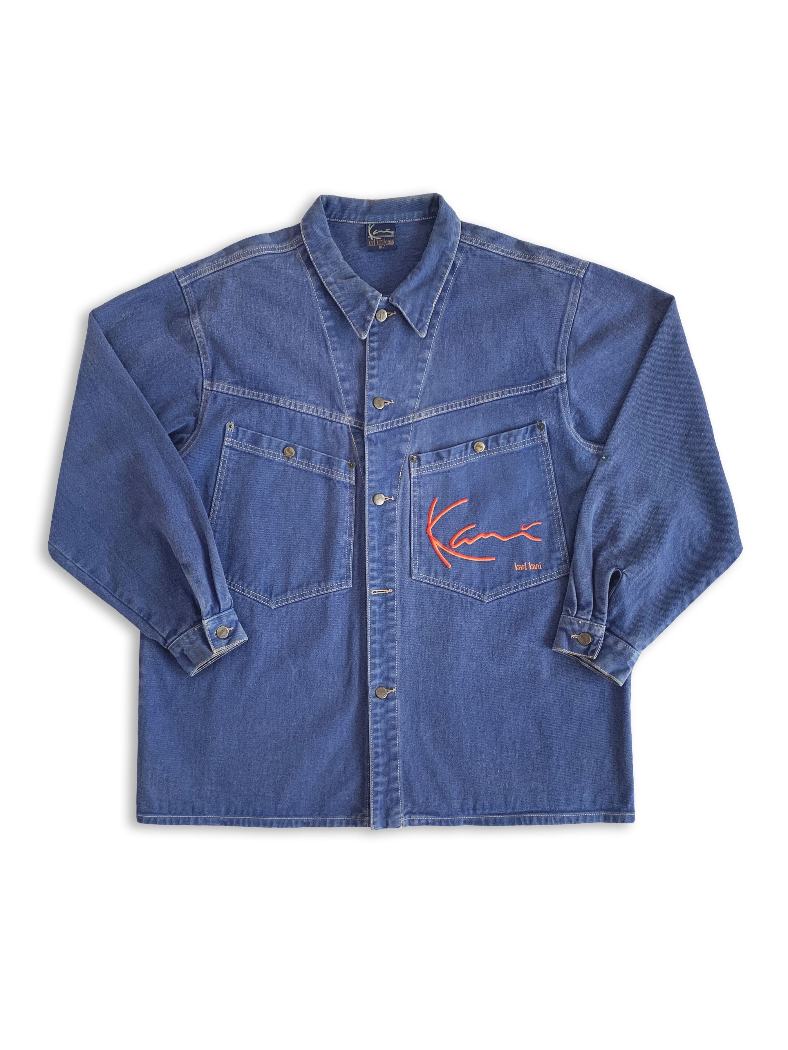 Vintage 90s KARL KANI Denim Jacket Shirt 2pac Tupac Hip Hop