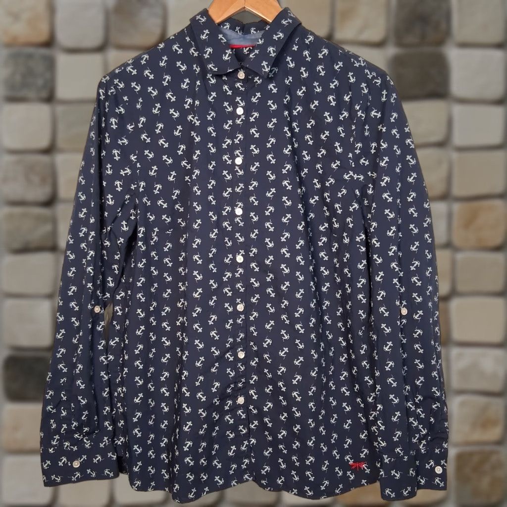 Talbots Talbots Blouse Women 14 Blue Nautical Anchor Sail Boat Long Sleeve Collar Button Cotton Woven Regular Women Size XL / US 12-14 / IT 48-50 - 1 Thumbnail