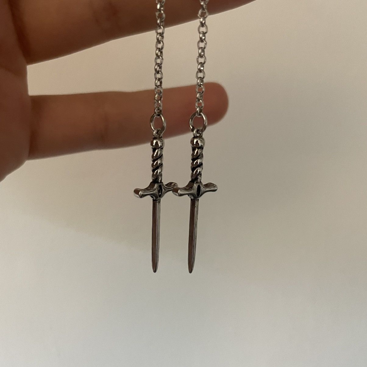 Jewelry × Vintage Silver Skull Dagger Drop Dangle Earrings Size ONE SIZE - 6 Thumbnail